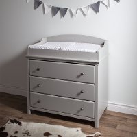 9020330 Soft Gray Changing Table with Drawers - Cotton Candy