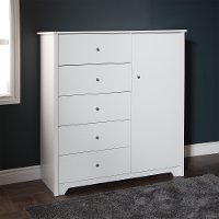 3150045 White 5-Drawer Door Chest of Drawers - Vito
