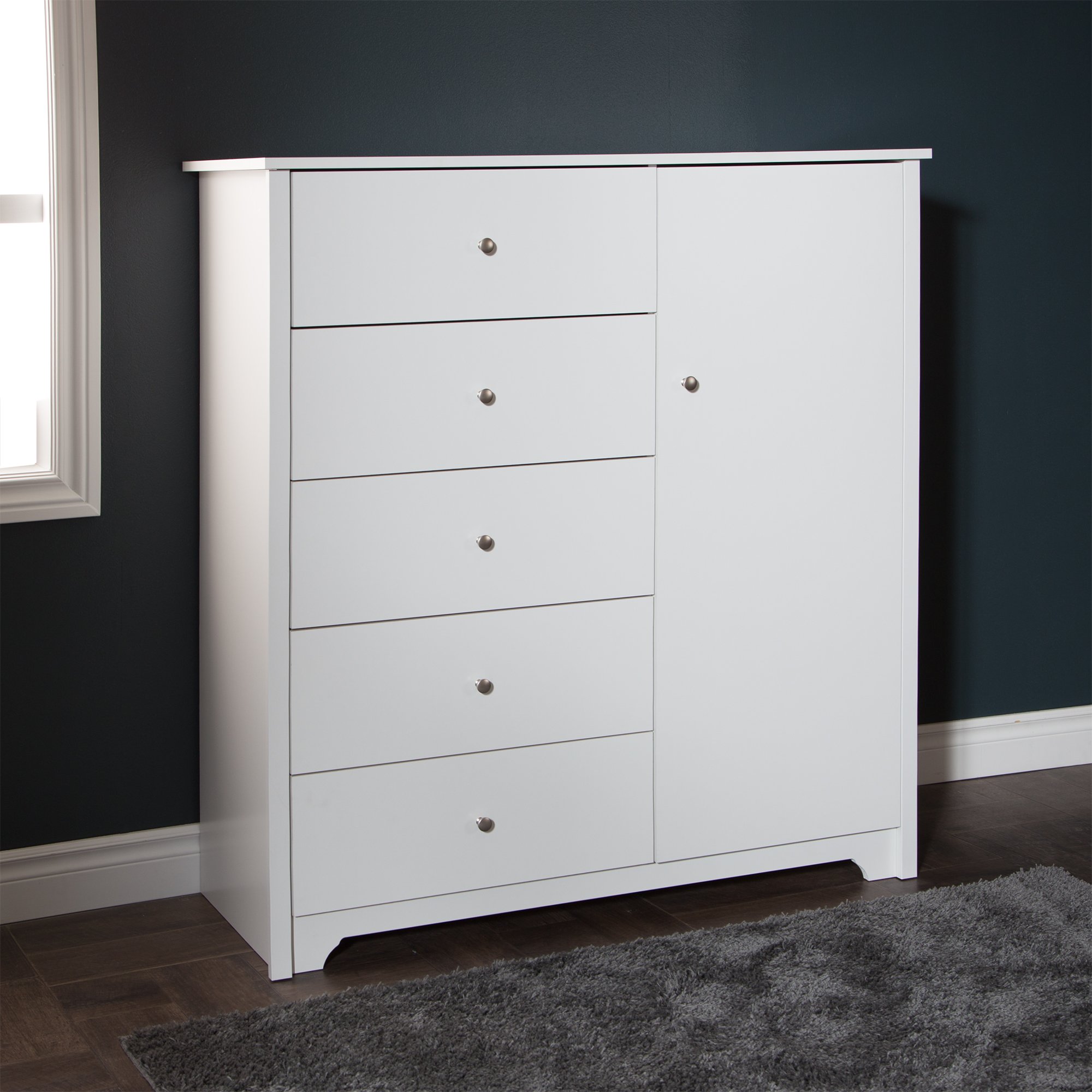 3150045 White 5-Drawer Door Chest of Drawers - Vito-1