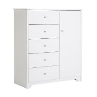 3150045 White 5-Drawer Door Chest of Drawers - Vito -2