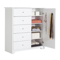 3150045 White 5-Drawer Door Chest of Drawers - Vito -3