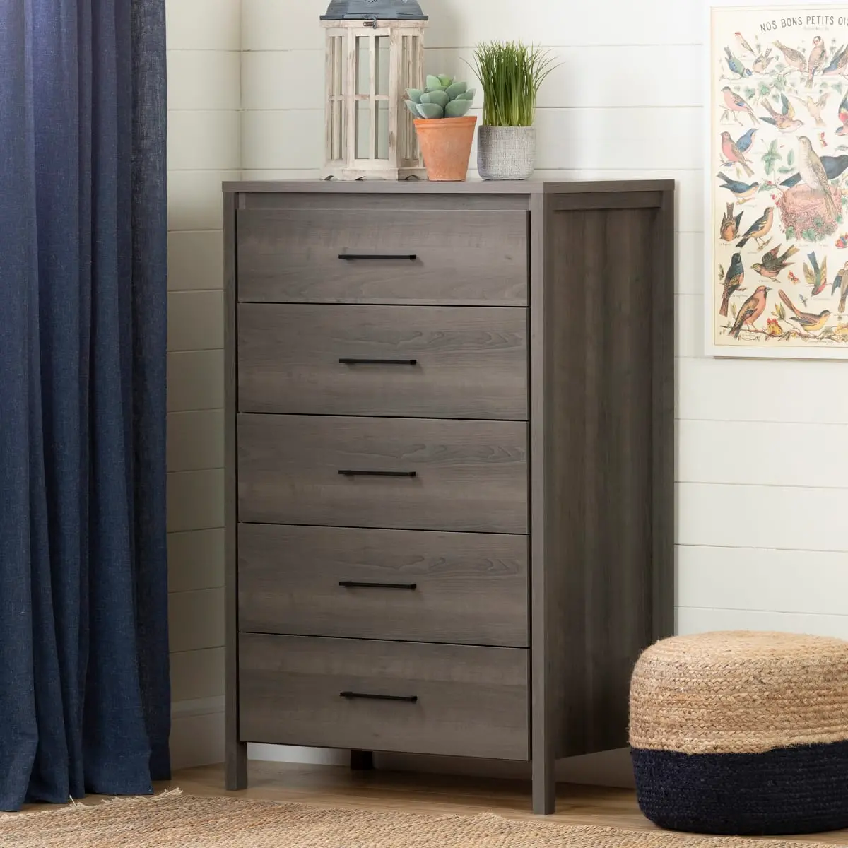 9036035 Gray Maple 5-Drawer Chest - Gravity -1