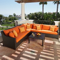 6 Piece Wicker Sectional with Table - Deco