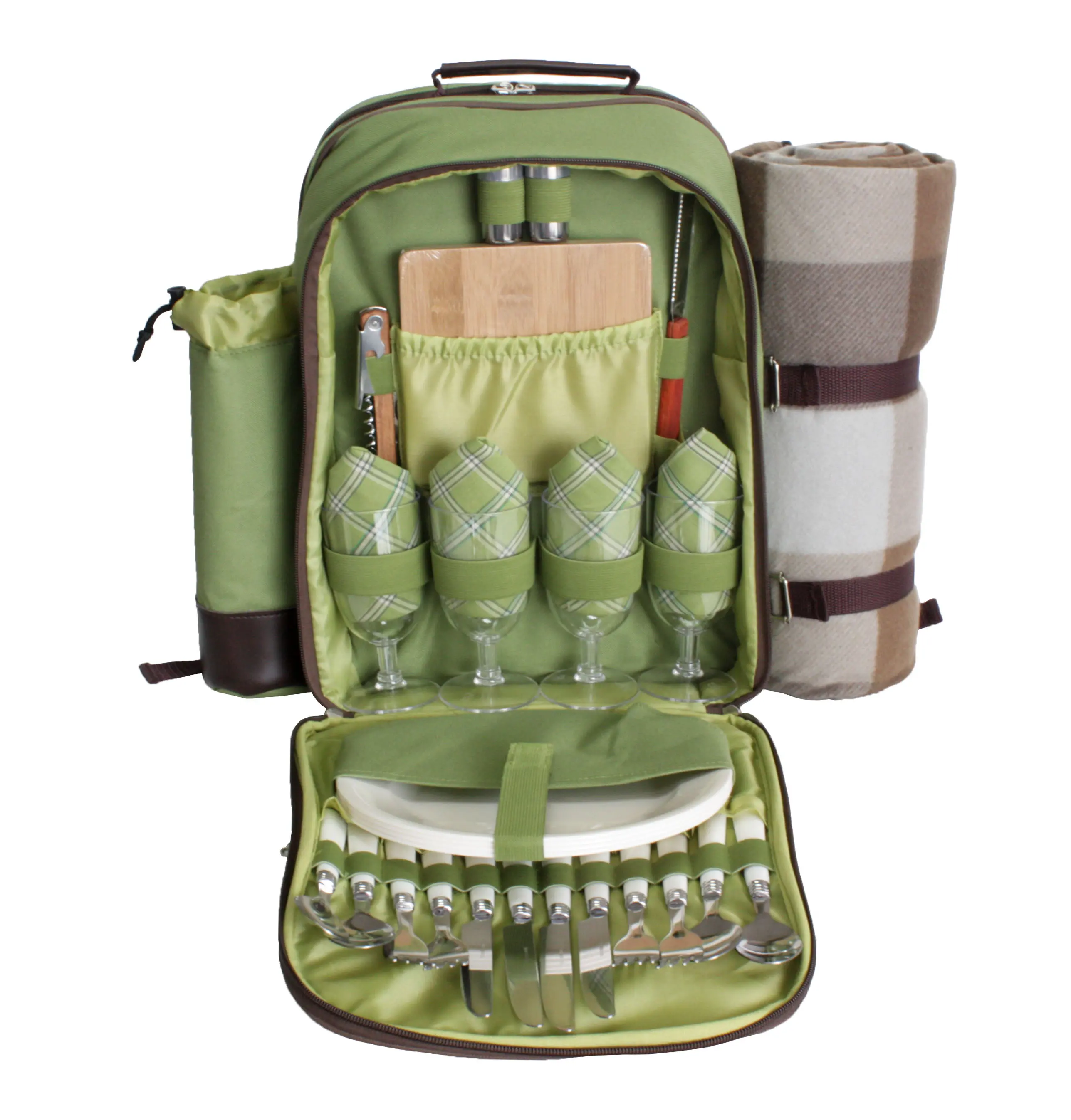 54331 Olive Green Picnic Backpack with Cooler-2