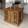 Oak Kitchen Island & 2 Counter Stools - Vintner-1