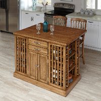 Oak Kitchen Island & 2 Counter Stools - Vintner