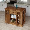 Oak Kitchen Island & 2 Counter Stools - Vintner-3