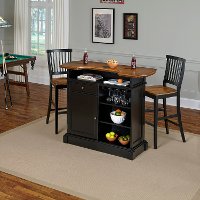 Black Bar & Two Bar Stools - Americana