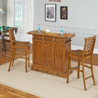 Oak Bar & Two Bar Stools - Americana