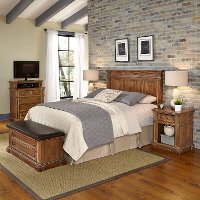 Vintage Natural Full/Queen Headboard, Nightstands, Media Chest & Bench - Americana