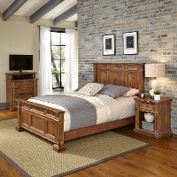 Vintage Natural Queen Bed, Nightstand, & Media Chest - Americana