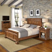 Vintage Natural King Bed, Nightstands & Media Chest - Americana