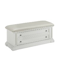 White Upholstered Storage Bench - Americana