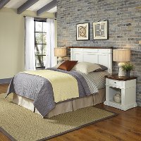 White Full/Queen Headboard & 2 Nightstands - Americana