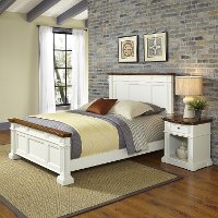 White Queen Bed & Nightstand - Americana