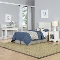 White Twin Headboard, Nightstand & Student Desk with Hutch - Naples