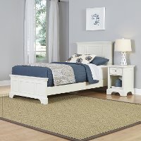 White Twin Bed and Nightstand - Naples