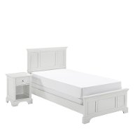 White Twin Bed and Nightstand - Naples -3