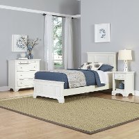 White Twin Bed, Nightstand, and Chest - Naples