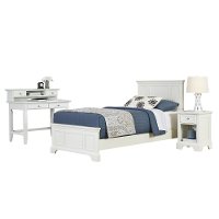 White Twin Bed, Nightstand & Student Desk with Hutch - Naples -2