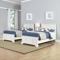 White Two Twin Beds and Nightstand - Naples