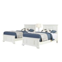 White Two Twin Beds and Nightstand - Naples -2