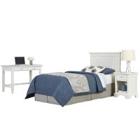 White Twin Headboard, Nightstand & Student Desk - Naples