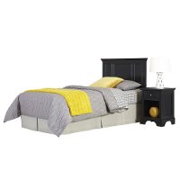 Black Twin Headboard and Nightstand - Bedford