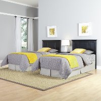 Black Two Twin Headboards & Nightstand - Bedford