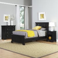 Black Twin Bed, Nightstand & Chest - Bedford