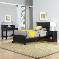 Black Twin Bed, Nightstand & Student Desk with Hutch - Bedford