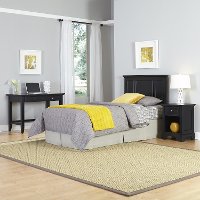 Black Twin Headboard, Nightstand & Student Desk - Bedford