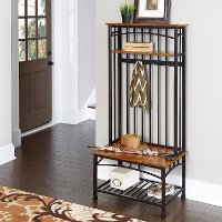 Distressed Oak Hall Tree - Modern Craftsman