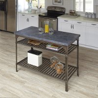 Aged Metal/Denim Colored Concrete Kitchen Island - Urban Style