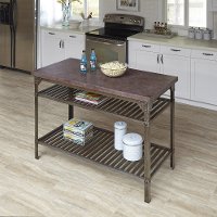 Aged Metal/Wine Colored Concrete Kitchen Island - Urban Style