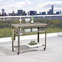 Aged Metal/Rust Concrete Kitchen Cart - Urban Style