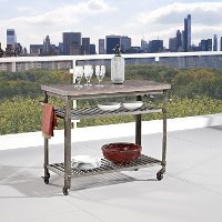 Aged Metal/Wine Concrete Kitchen Cart - Urban Style