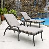 Black Chaise Lounge Chairs with Taupe Cushions & Accent Table - Laguna