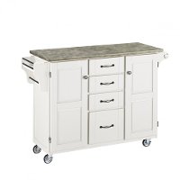 White Kitchen Cart with Concrete Top - Create-a-Cart-2