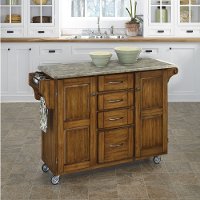 Oak Kitchen Cart with Concrete Top - Create-a-Cart