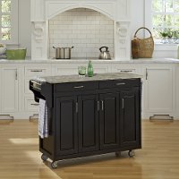 Black Kitchen Cart with Concrete Top - Create-A-Cart