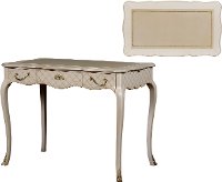 Edmond Beige 2-Drawer Writing Desk with Diamond Pattern Decoration
