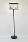 Matte Black Metal and Floor Lamp with Crystal Shade