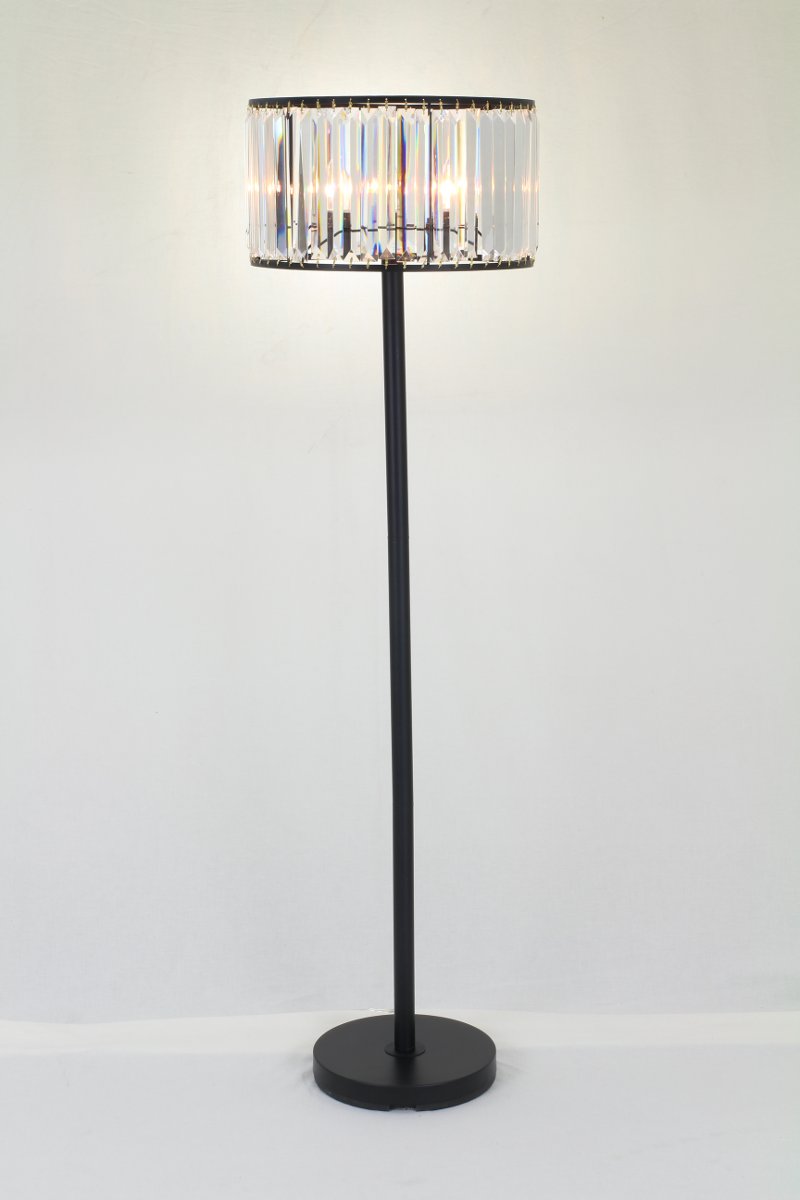Matte Black Metal And Floor Lamp With Crystal Shade Rc Willey Matte Black Metal And Floor Lamp With Crystal Shade Rc Willey Furniture