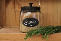 55590/5X7GLASSCROCK 7 Inch Glass Crock with Chalkboard Label