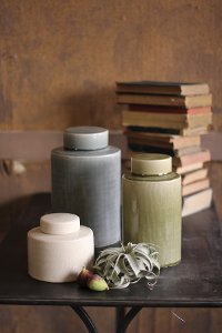 12 Inch Blue Ceramic Canister