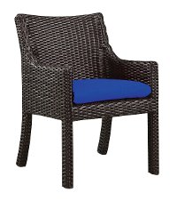 Wicker Outdoor Patio Armchair with Blue Sunbrella Cushion - Woodland
