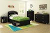 9005080 Black Twin Mates Bed with 3 Drawers (39 Inch) - Lazer -3