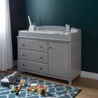 9020333 Soft Gray Changing Table with Removable Changing Station - Cotton Candy