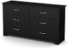 9008010 Black 6-Drawer Double Dresser - Fusion